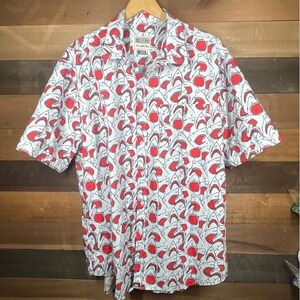 RSVLTS The Roosevelts Mens X Large Sharky Shark Short Sleeve Button Up Shirty